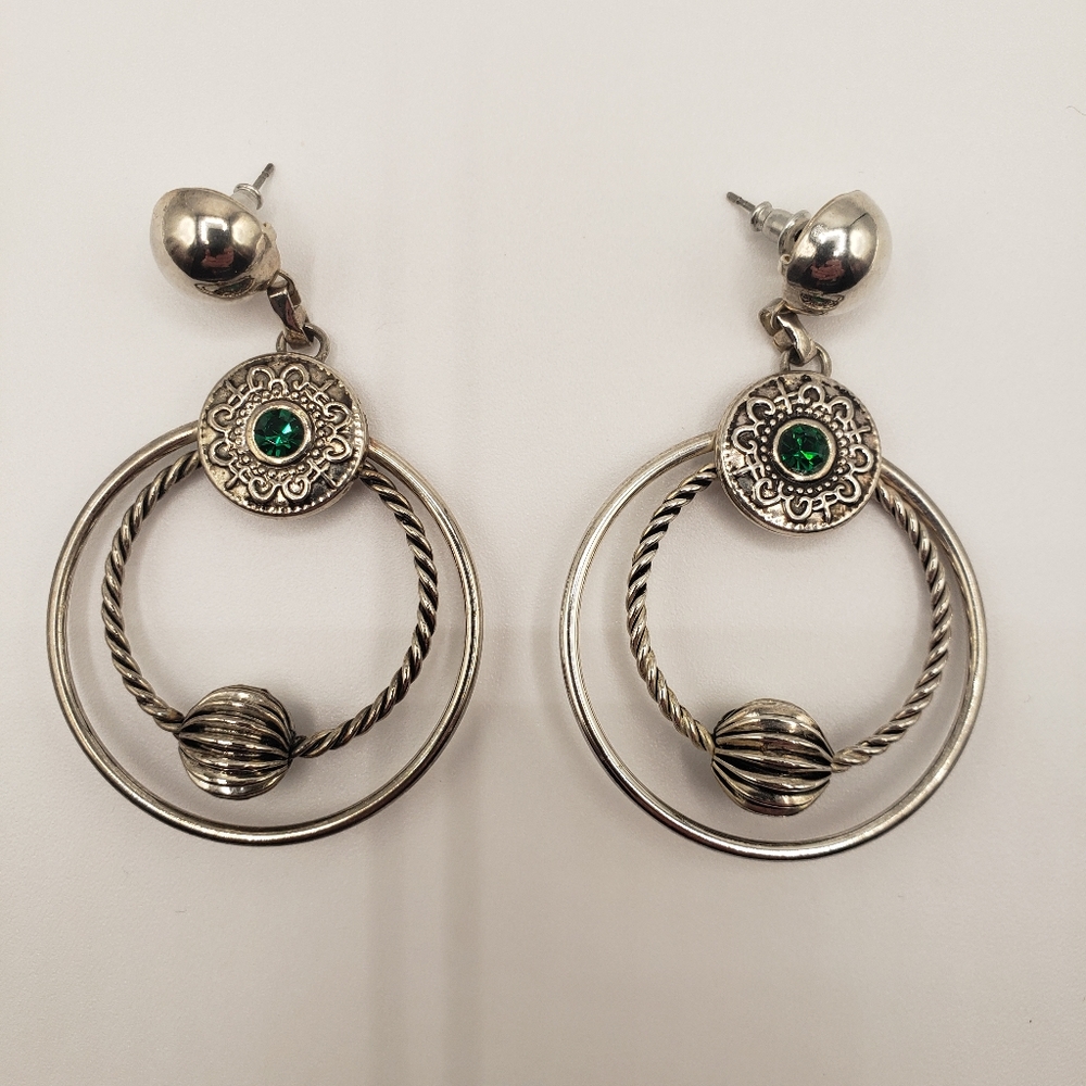 Vintage Silver Tone Hoop Earrings